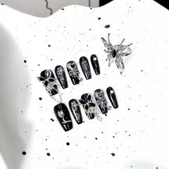 Ditto sparkling rhinestone butterfly medium ballet press-on nails reusable design