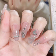 Medium ballet waterproof vegan reusable rhinestone press-on nails Ditto