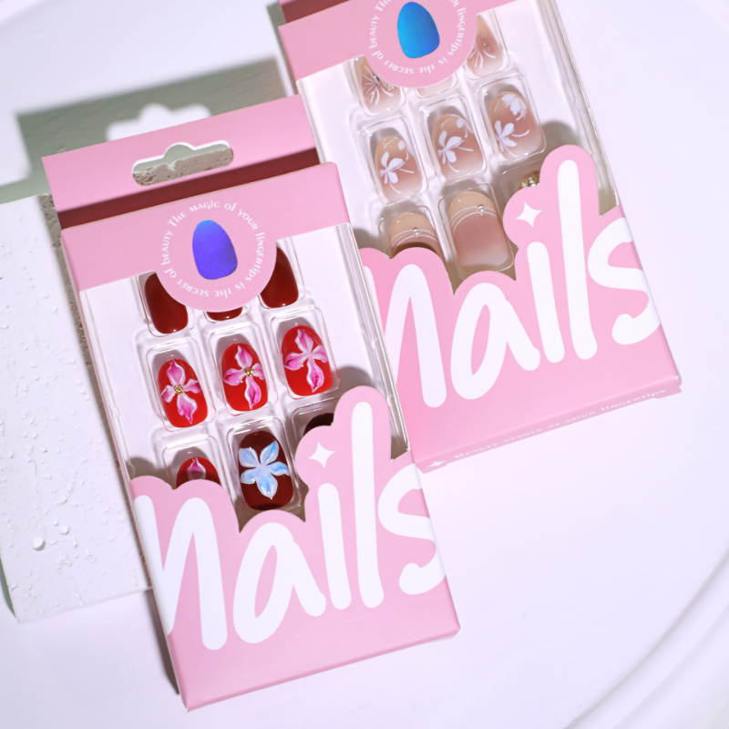 Crimson Bloom 3D Press-On Nails