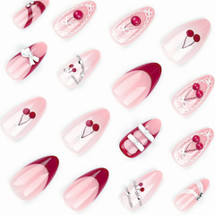 Cherry French Style Press - on Nails-Almond | Medium
