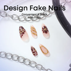 Gold Powder Press-On  Nails- Almond |Medium