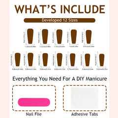 Frosted Black Winter Press-On Nails–long Ballet | 24 PCS Set