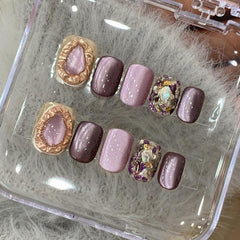 Ditto handmade nocturne violet press-on nails short square reusable fake nails