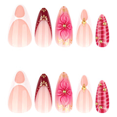 Ditto blooming gelee medium almond press-on nails reusable design