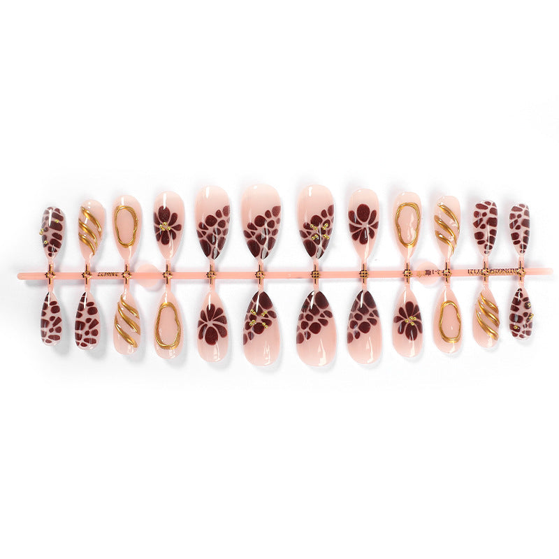 Gold Powder Press-On  Nails- Almond |Medium
