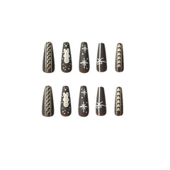 Christmas Gingerbread Press-On Nails –long Ballet | 24 PCS Set