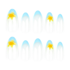 Baby Blue French Tip Stiletto Press-On Nails  – Almond | Medium