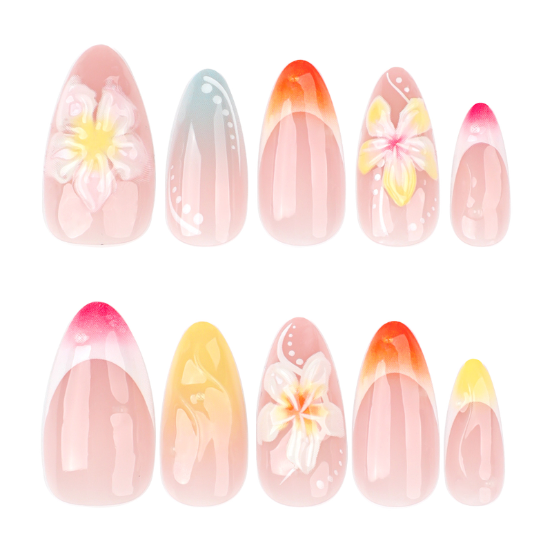 Sunset Bloom Press-On Nails – Almond | Medium