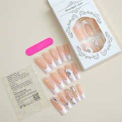 Crystal Blossom Press-On Nails – Square | Extra Long