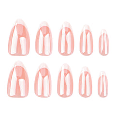30-Piece Almond French Premium Press-On False Nails