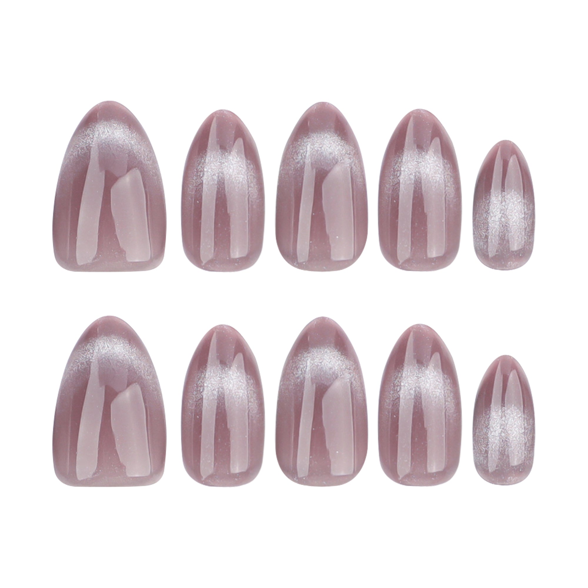 French Cat-Eye Clear Gray Almond Press-On Nails