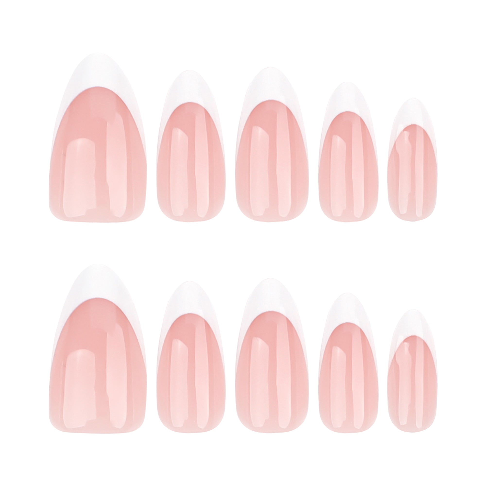 30-Piece Pink French White-Tip Short Almond Nails