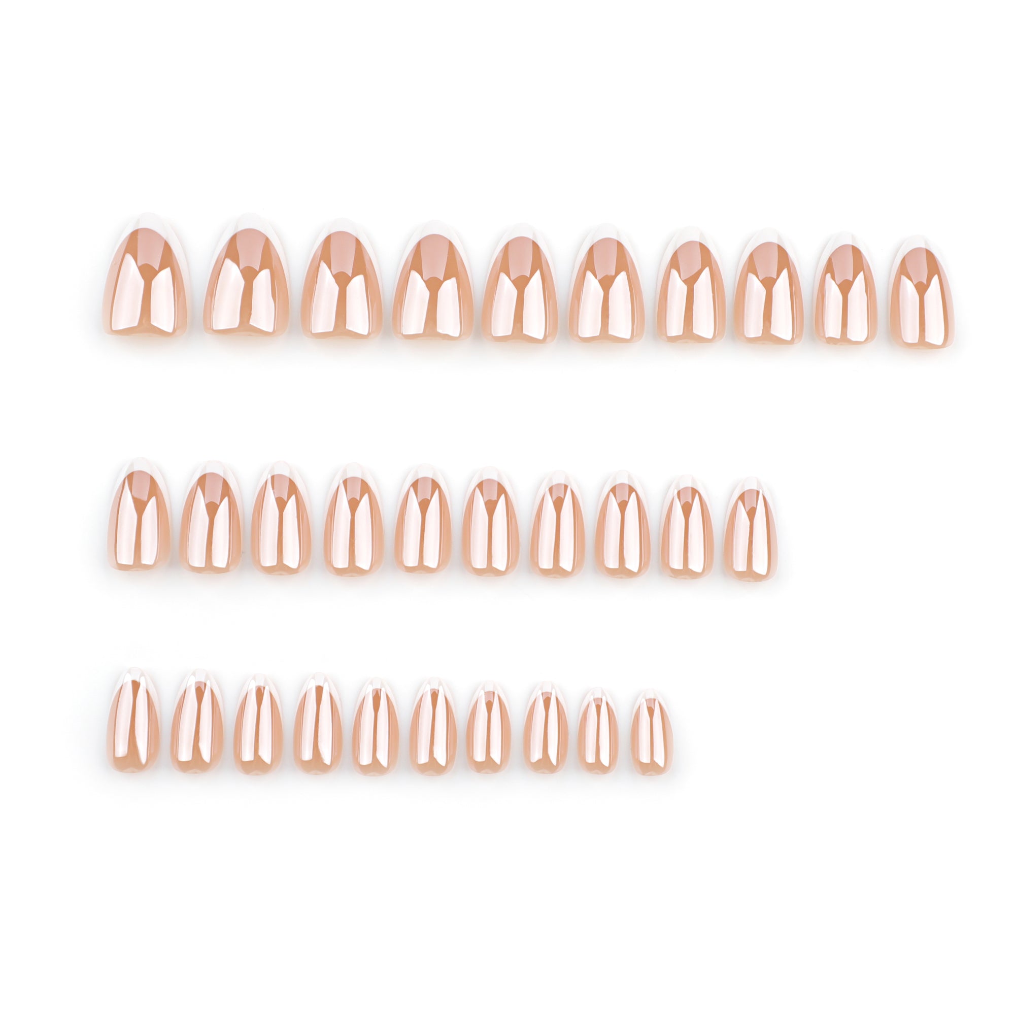30-Piece Classic French Short Almond Nails