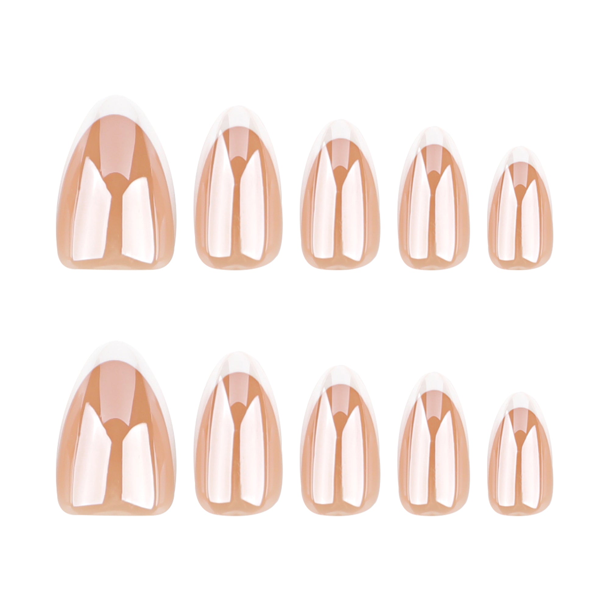 30-Piece Classic French Short Almond Nails