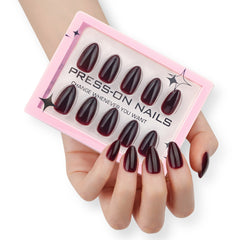 Dark Red Gradient Short Nails