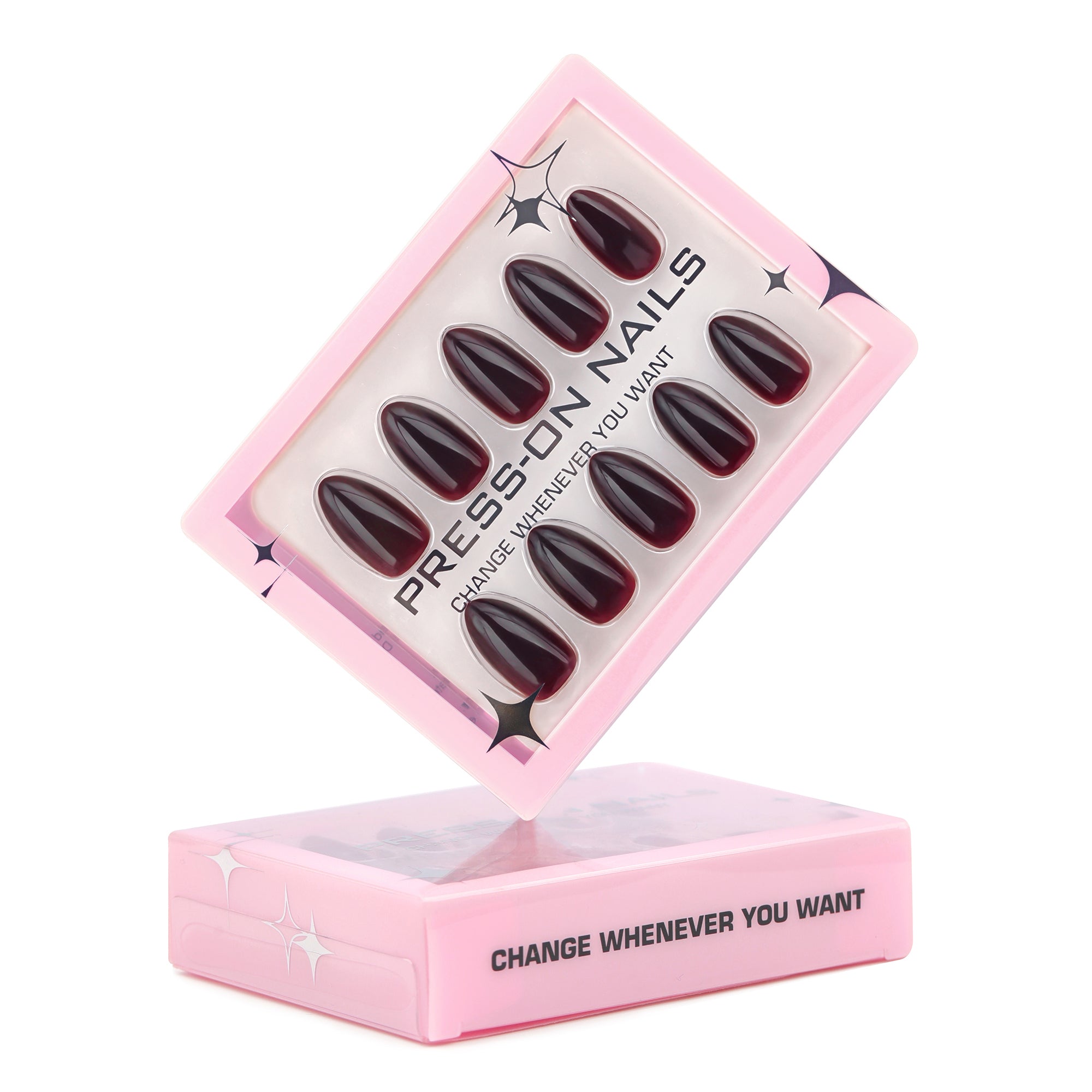 Dark Red Gradient Short Nails