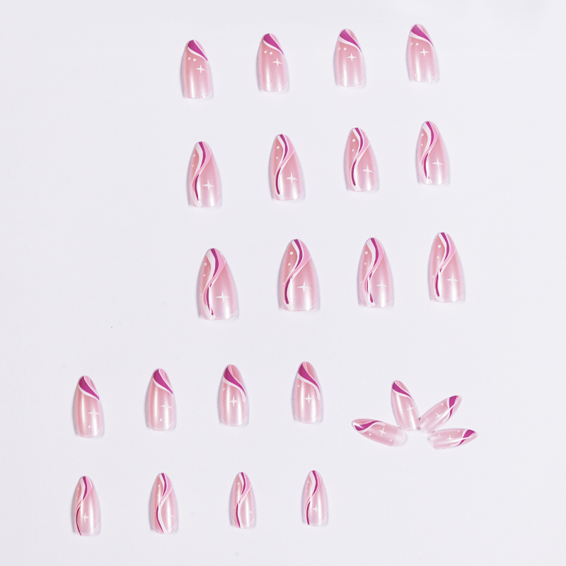 Wave Simplicity Pointed Press On Nails