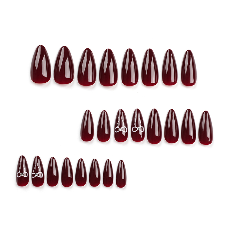 Wine Red Almond Nails