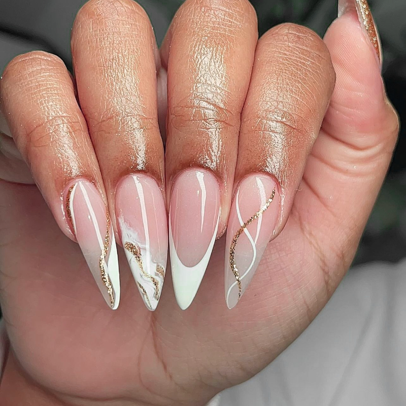 Gold Wave French Press On Nails