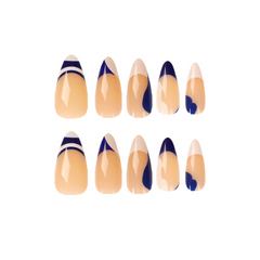 Geometric Blue & White Press On Nails