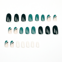 Green & White Mixed Press on Nails