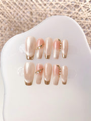 Ditto cat eye glitter short ballet press-on nails reusable design